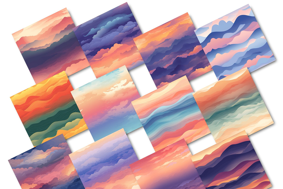 Sunset Clouds Digital Paper Pack, a Background Graphic by Rivermill ...