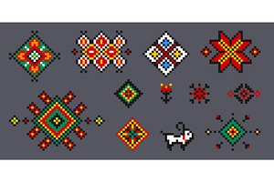 Ukrainian embroidery patterns set, an Illustration by art PVP - market