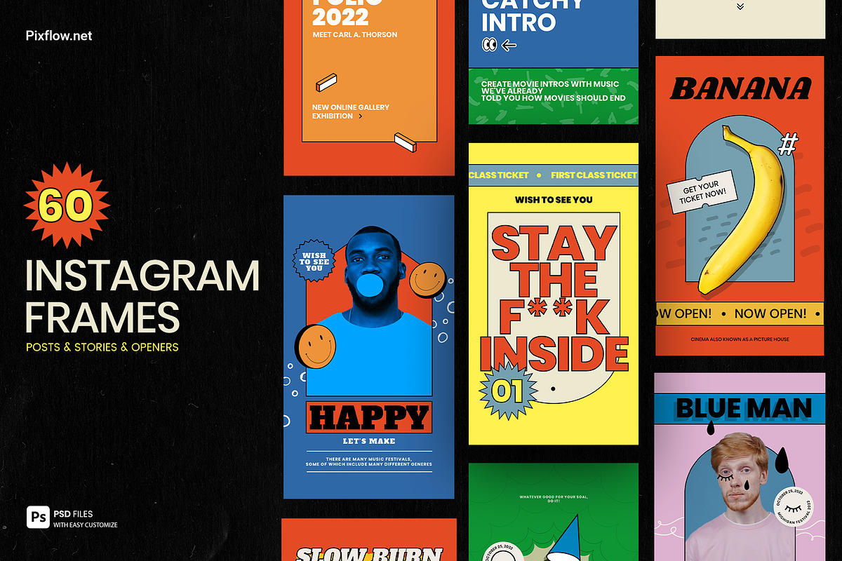 Retro Instagram Frames, a Social Media Template by Pixflow (Photo 1 of 11)