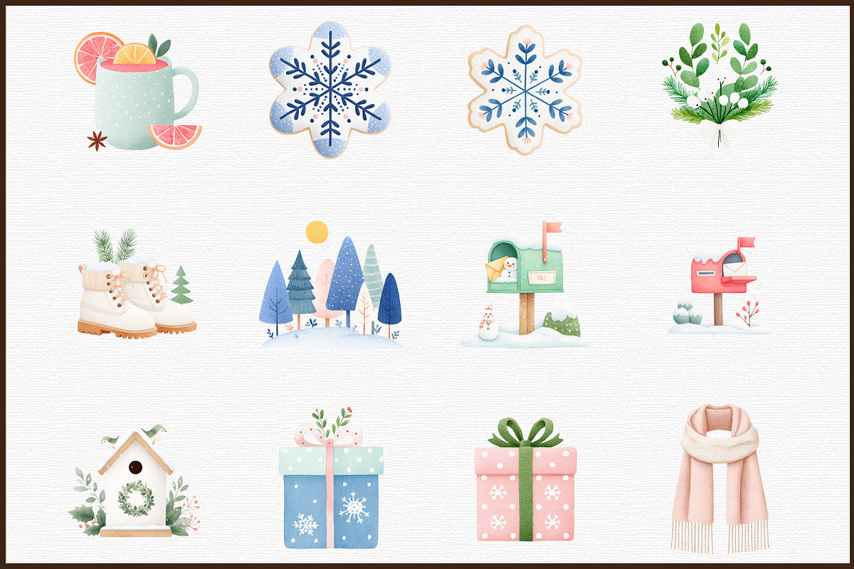 Winter Watercolor Clipart Set, an Illustration by Sublimation Artist (Photo 3 of 6)