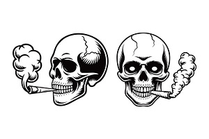 Skeleton Smoking Marijuana Joint, an Empty State Illustration by Pixes