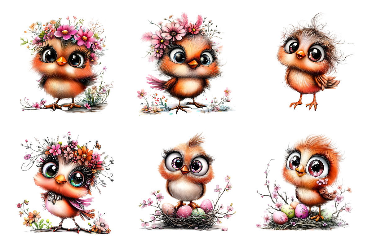 Whimsical Birds Clipart, an Illustration by SinaCreation (Photo 3 of 9)