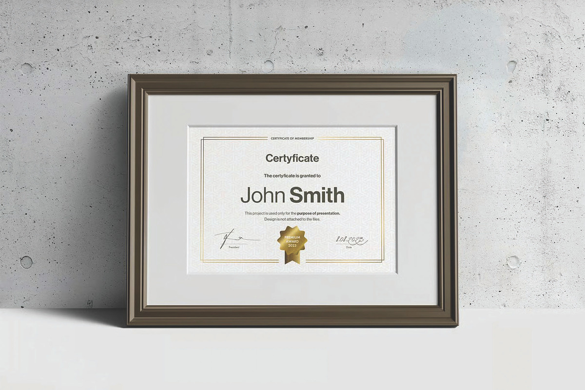 A4 Passe Partout Certificate Mockup, an Advertising Mockup by DesignRushMarket (Photo 11 of 13)