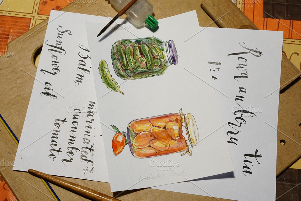 Watercolor preserved food, an Animal Illustration by miminoshka (Photo 4 of 7)