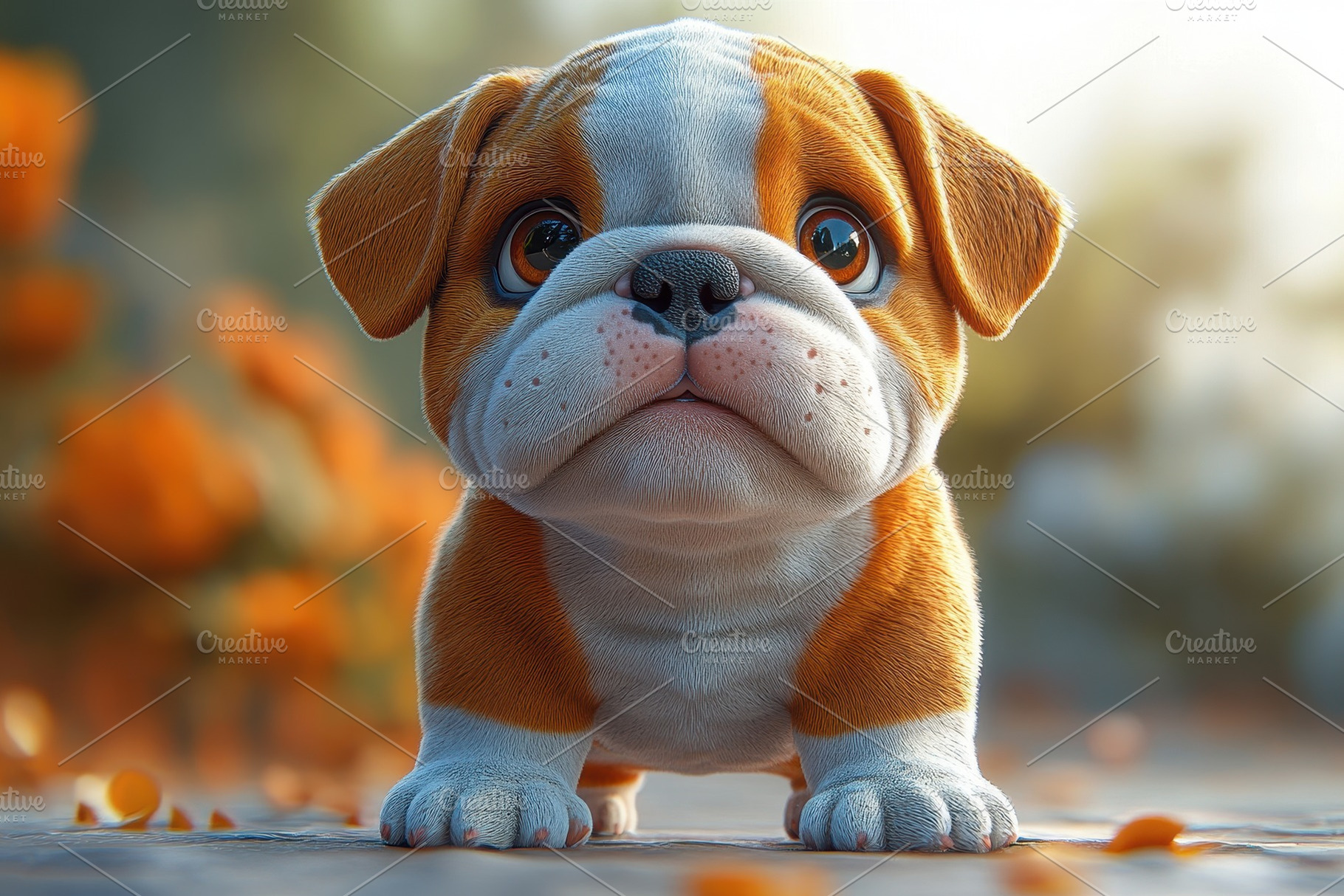 Cute puppy exploring a garden filled, a Photo by Tanuart