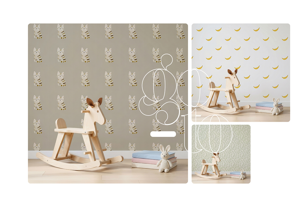 PSD Wallpaper Mockup In Nursery Room, a Mockup by First Impression Mockups (Photo 3 of 4)