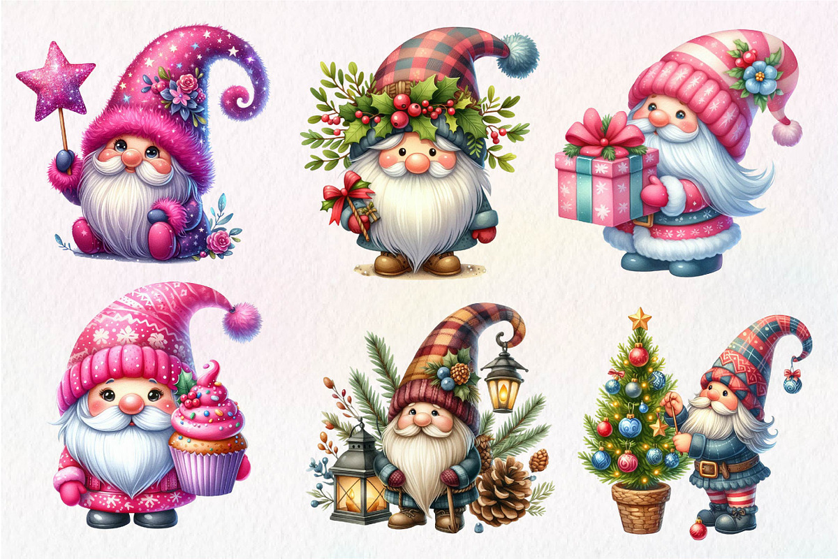 Christmas Gnome Clipart, an Illustration by Dream Creation (Photo 7 of 7)