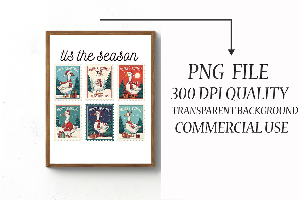 Silly Goose Christmas Stamps Png, an Illustration by Libby Wishes (Photo 3 of 6)