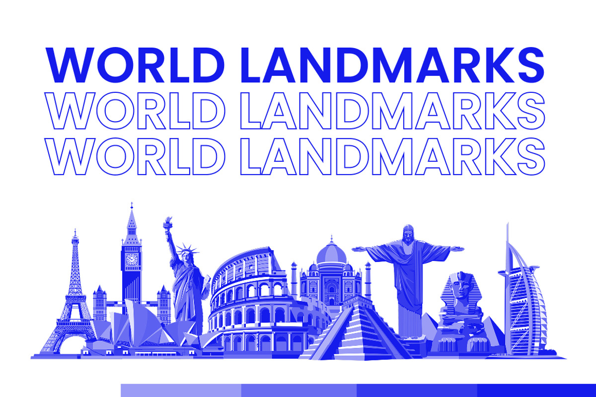 Duotone World Landmarks Illustration, an Object Illustration by Loin Studio (Photo 1 of 3)