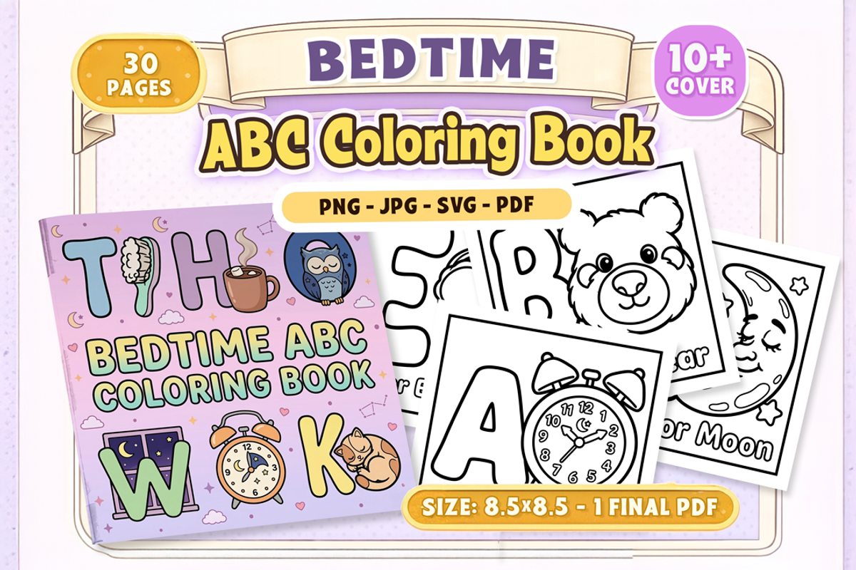 Bedtime ABC Coloring Book, an Object Illustration by Craftsbeefy (Photo 1 of 4)
