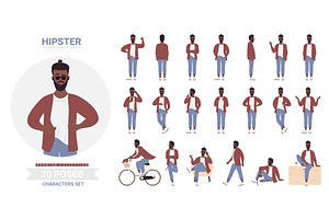 African American Hipster Man Set