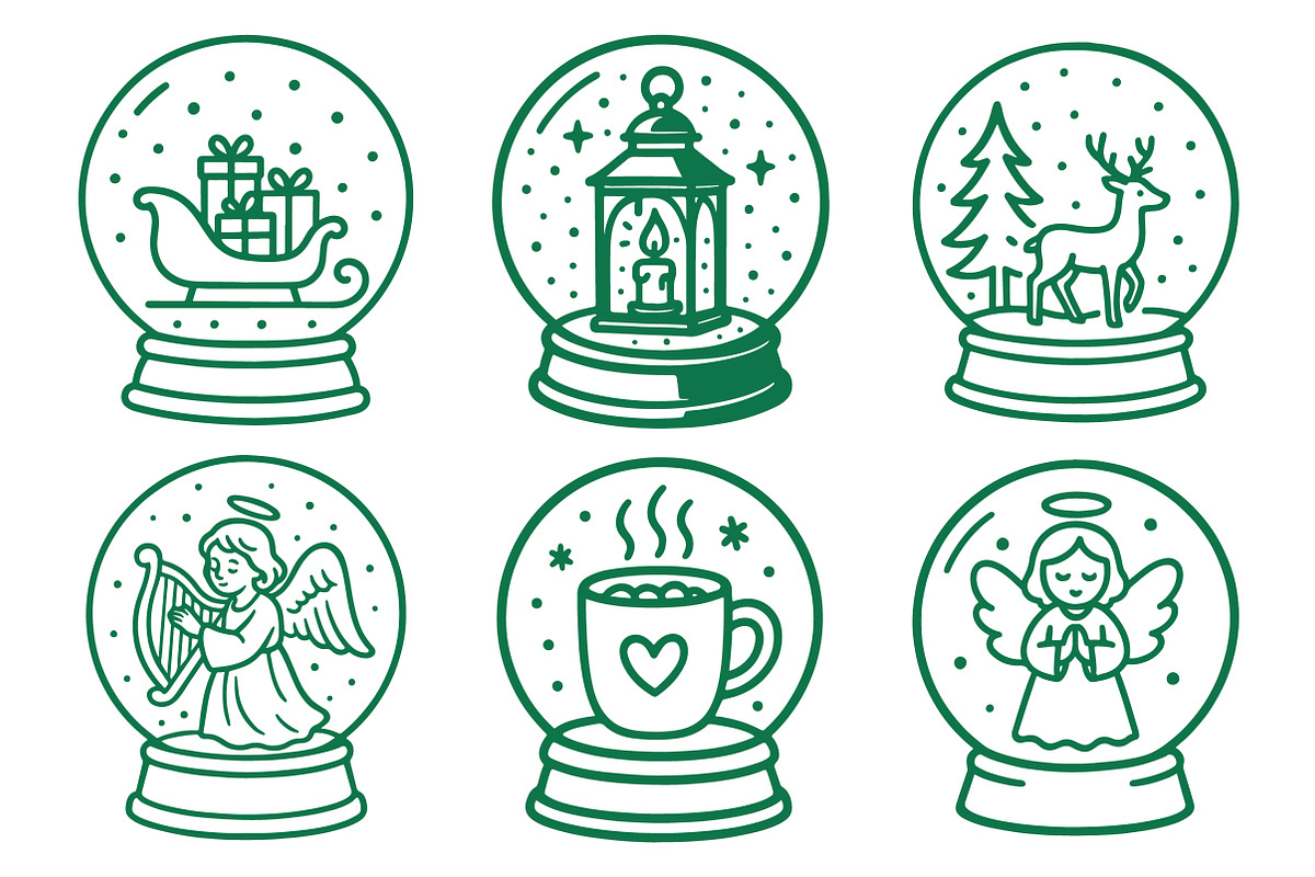 Christmas Snow Globes Hand Drawn Pac, an Illustration by Daily.Designs (Photo 2 of 7)
