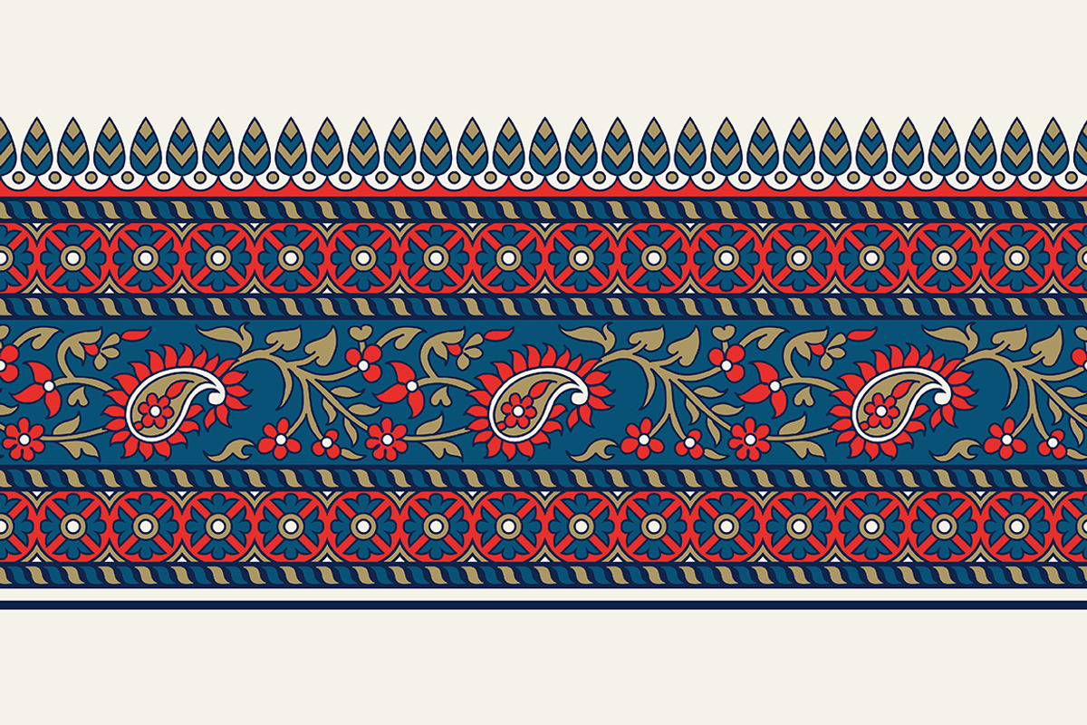 Blue Indian Block Print: Border Vol2, a Pattern Graphic by StabuLaRasa illustration (Photo 9 of 13)