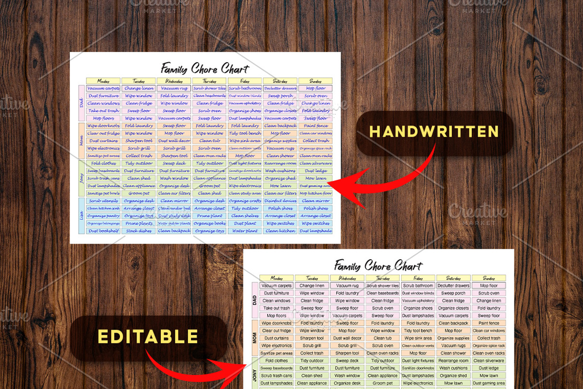 Editable Family Chore Chart, a Stationery Template by Graphicsnext (Photo 4 of 7)
