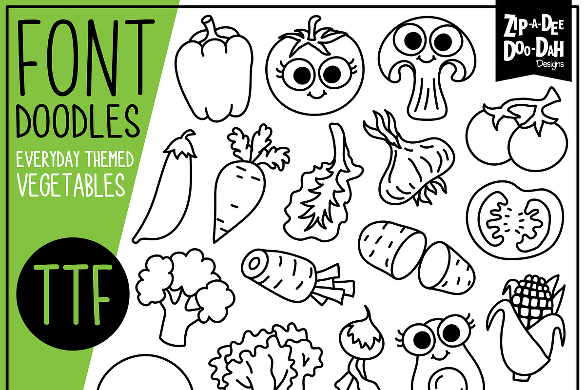 Vegetables Doodle Font