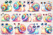 Watercolor Cartoon Snail Clipart, an Illustration by CitraGraphics (Thumbnail 5 of 6)