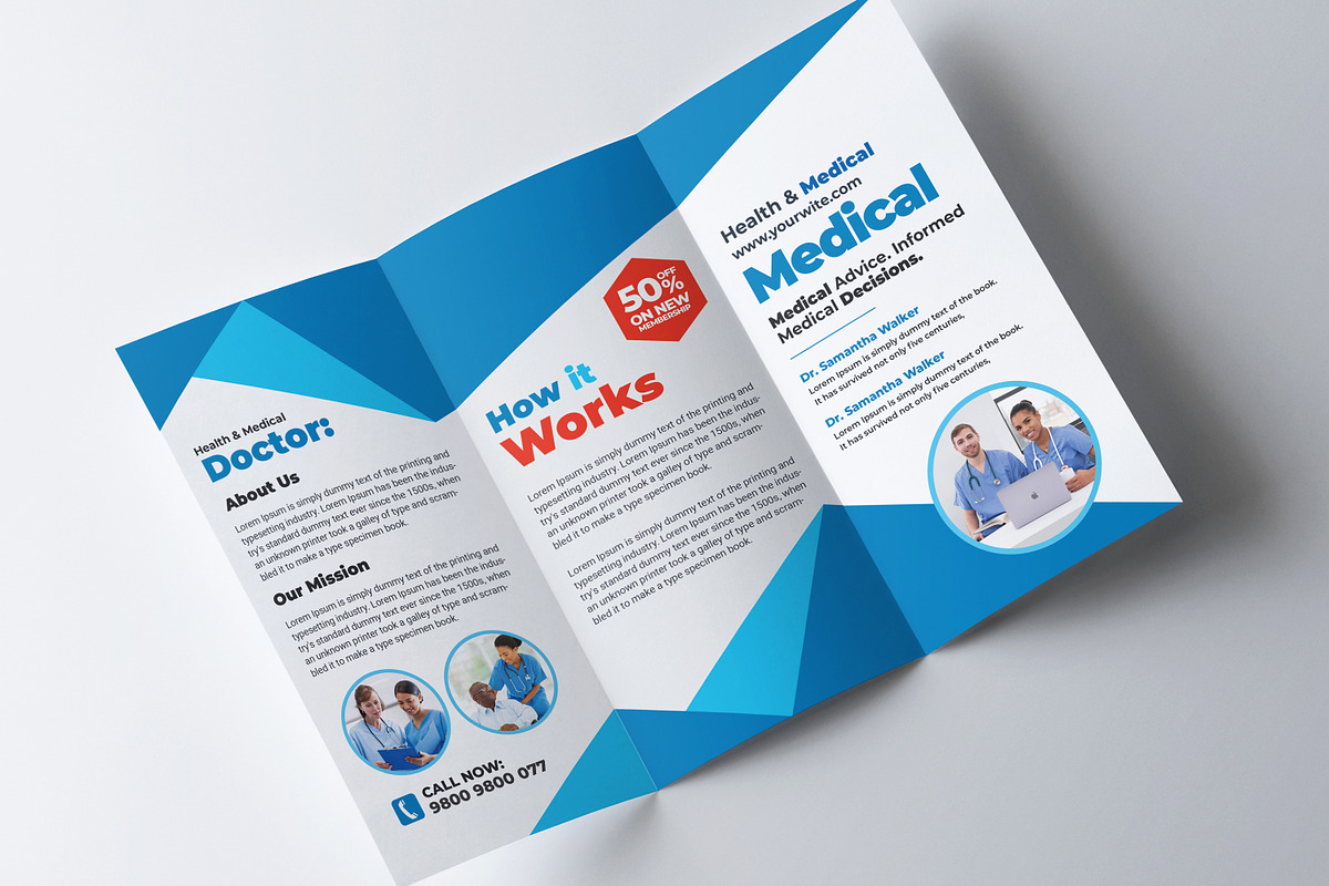 Medical Trifold Brochure Templates, a Brochure Template by AfzaalGraphics (Photo 3 of 4)