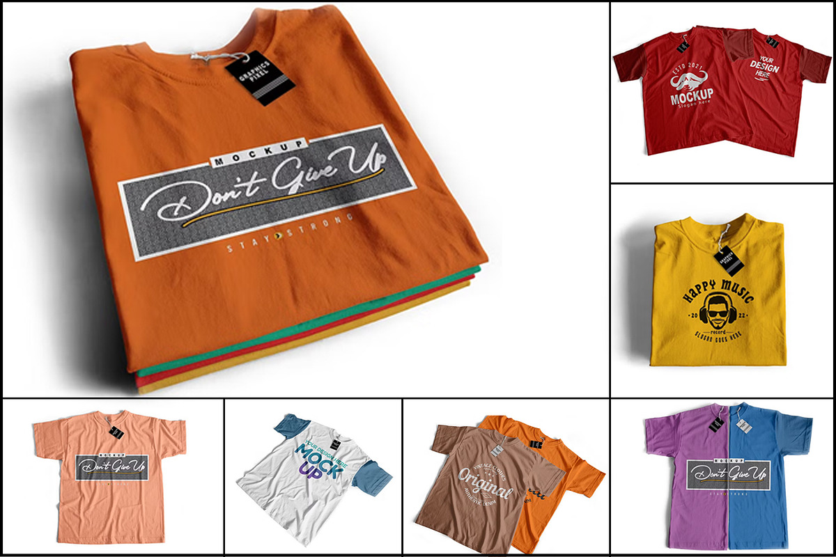T-Shirt Mockup Set, a Shirt Mockup by GraphicsPixel (Photo 1 of 9)