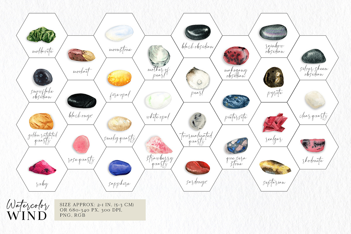 Watercolor gemstone clipart, an Illustration by Ksenia Shmakova (Photo 4 of 13)