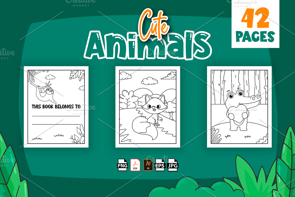 Cute Animals Coloring Book for Kids, an Animal Illustration by MK.CreativeHub (Photo 2 of 3)