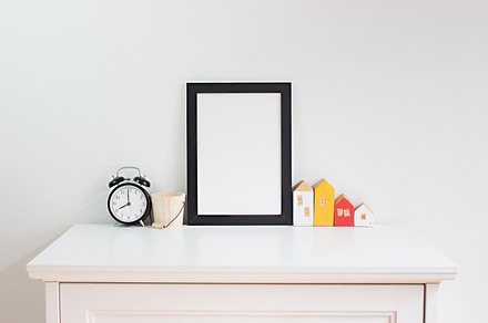Blank frame containing frame, mockup, and wall, a Business Photo by ptystockphoto