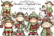 Whimsical Christmas Highland Cow Cli, an Illustration by designcity5 (Thumbnail 1 of 5)