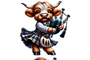 Highland Cow with Bagpipes Clipart, an Animal Illustration by DoubleTwists (Thumbnail 4 of 5)