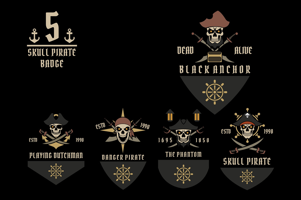 Skull Pirate Badge Logo Set, a Branding & Logo Template by Artnivora.Std (Photo 1 of 6)