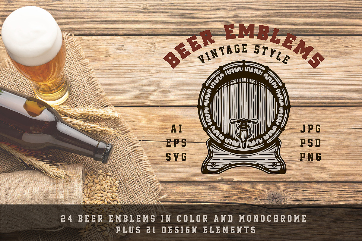 Beer Emblems in Vintage Style Part 1, a Branding & Logo Template by AkimD (Photo 1 of 6)