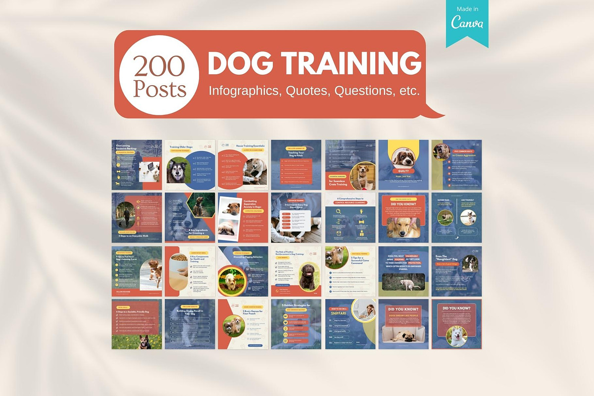 200 Dog Training Canva Templates, a Social Media Template by Viral Content Design (Photo 2 of 7)