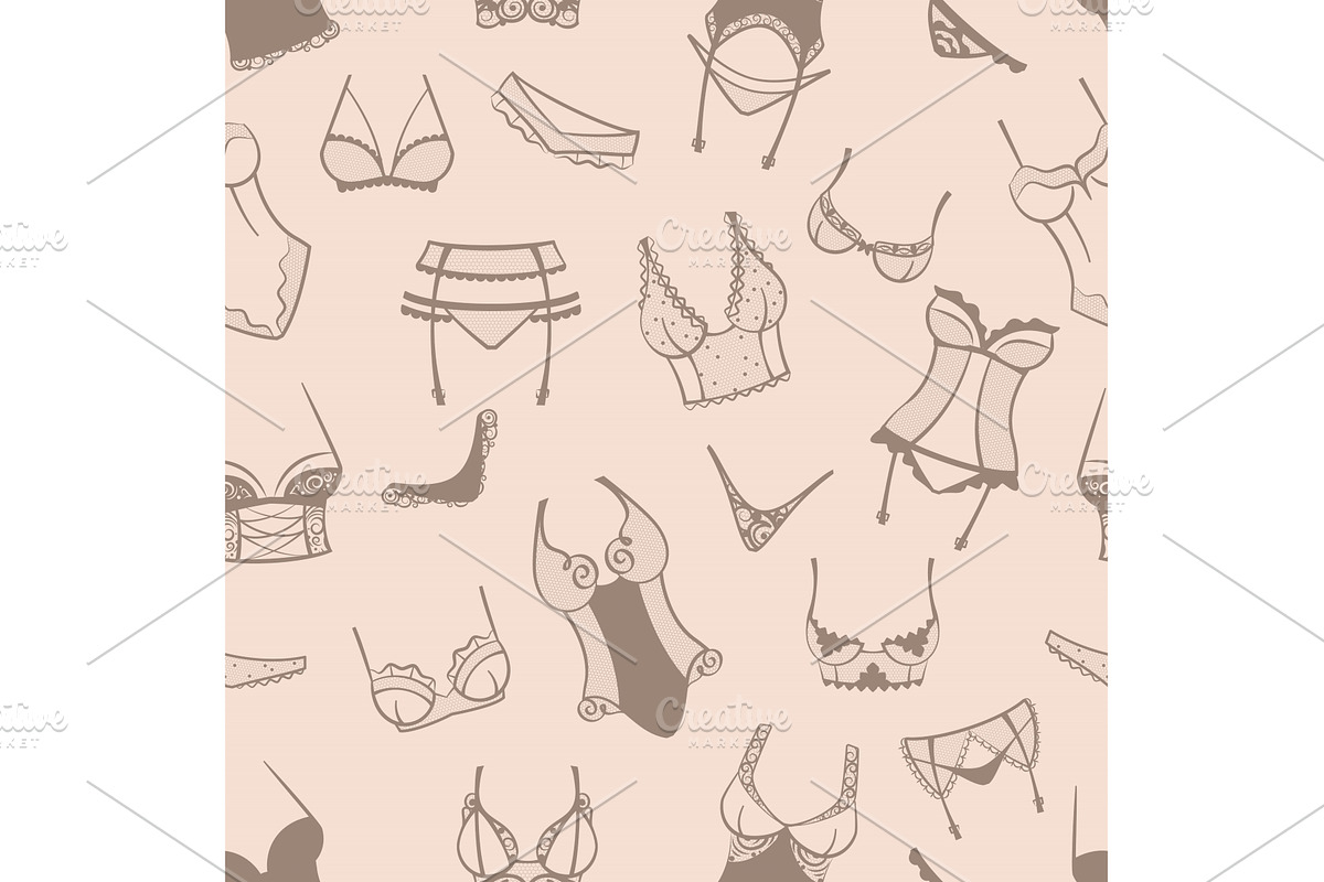 lingerie pattern. female bra and, an Illustration by Multigon