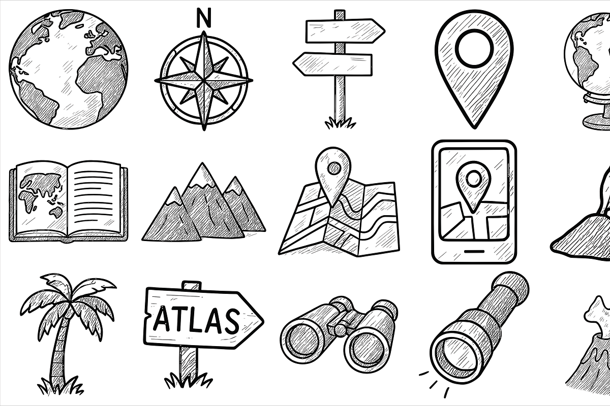 Geography Exploration Icons, an Object Graphic by nikagraphic