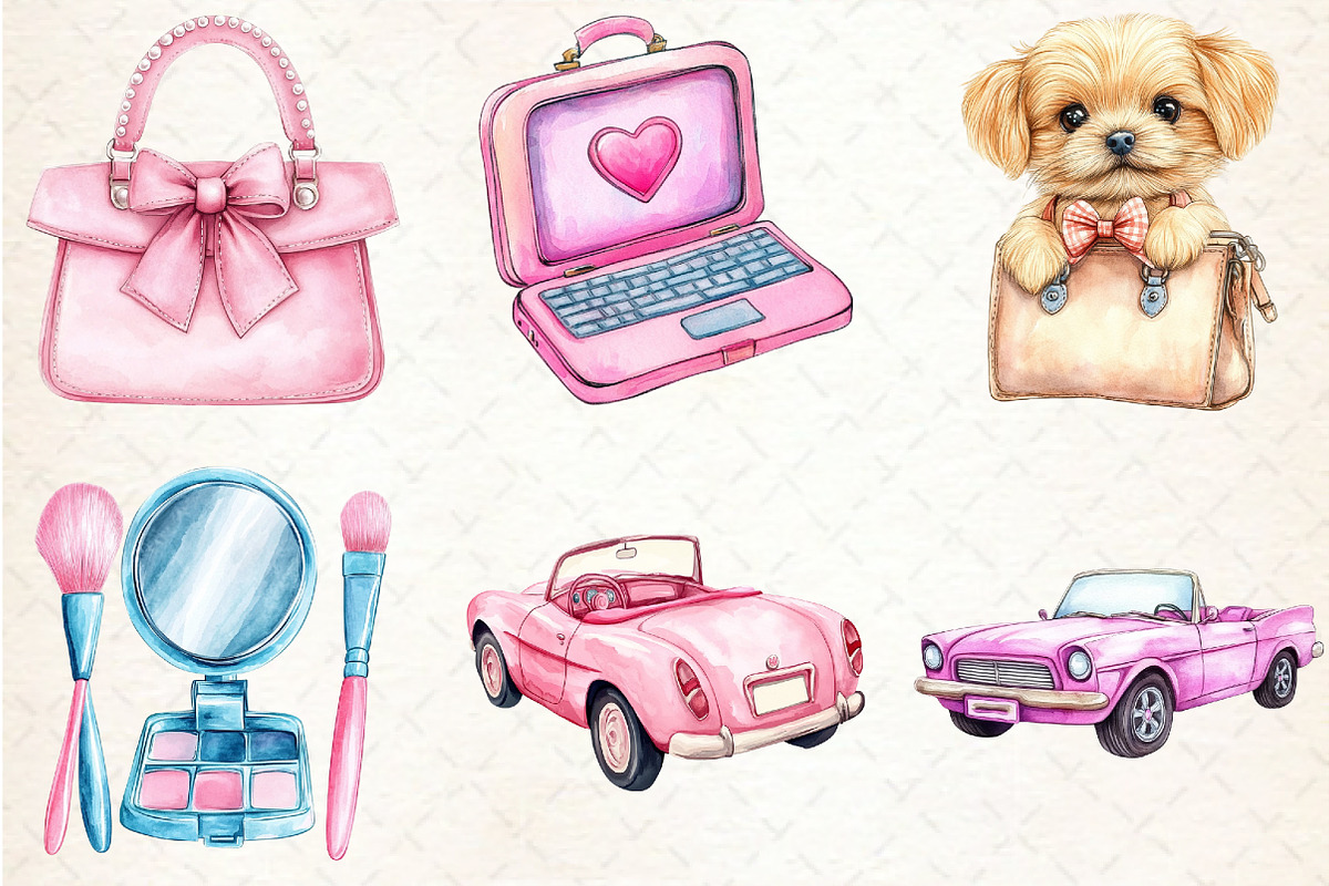Watercolor Barbie Clipart, an Illustration by Rose Art (Photo 4 of 4)