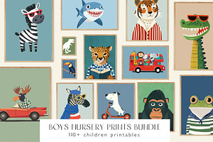 Boys Nursery Room Print Bundle, a Background Graphic by Artemsky