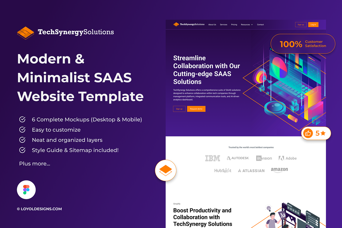 SAAS Website Template in Figma, an UI Kit Template by LoyolDesigns (Photo 1 of 4)
