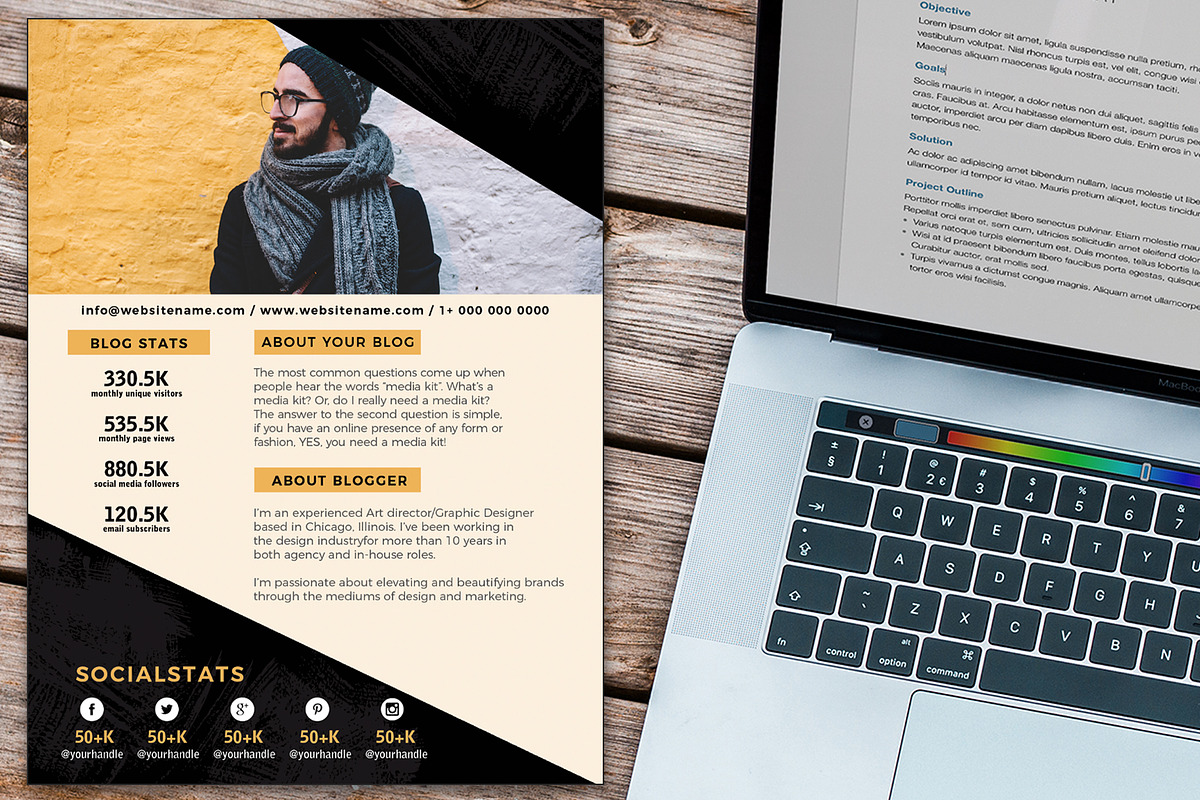 Masculine Media Kit Template, a Presentation Template by Graphic Template Co (Photo 3 of 3)
