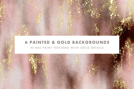 6 Painted and Gold Backgrounds Vol 1