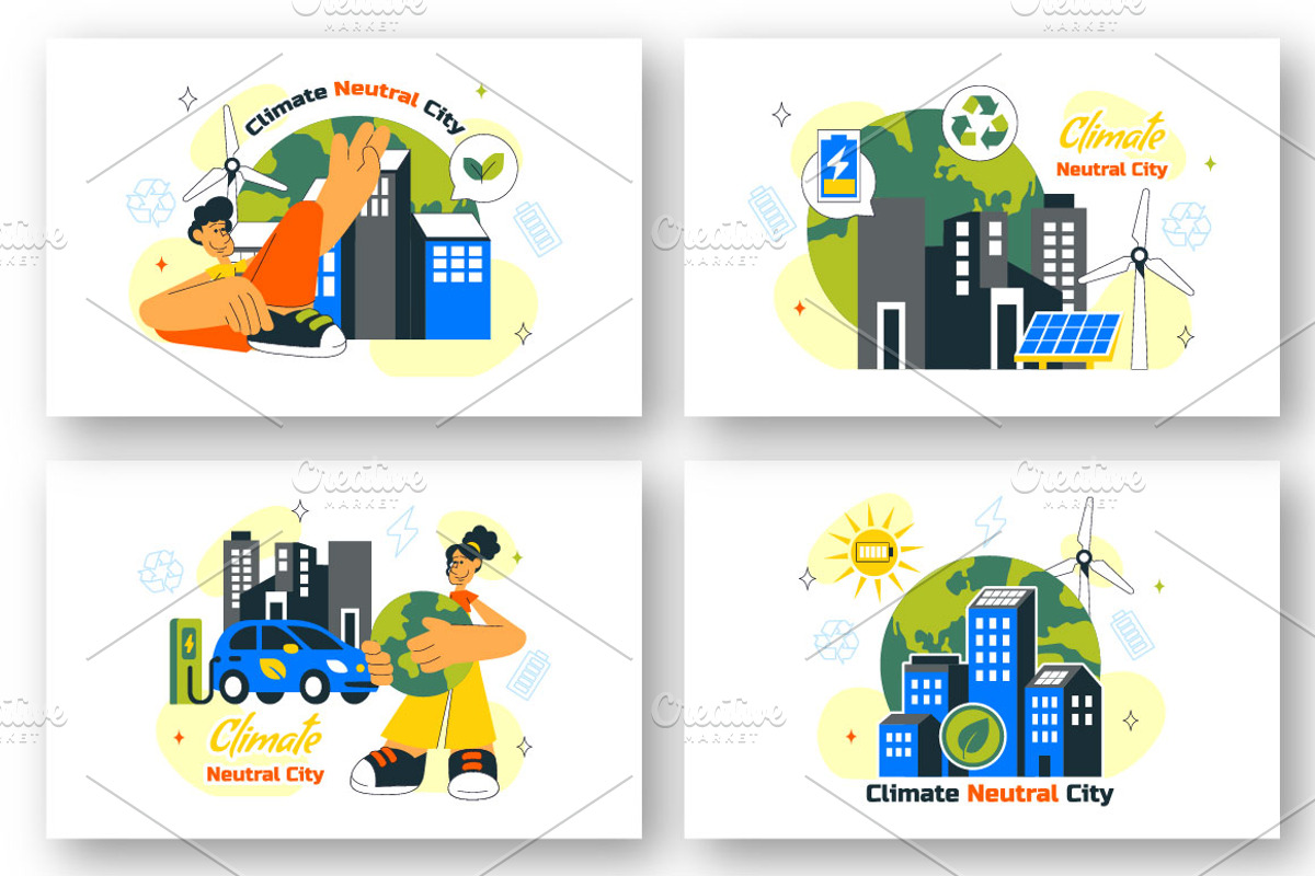 10 Climate Neutral City Illustration, an Object Illustration by denayunebgt (Photo 3 of 4)