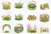 Spring Turtles Garden Clipart, an Illustration by RobertsArt (Thumbnail 6 of 7)