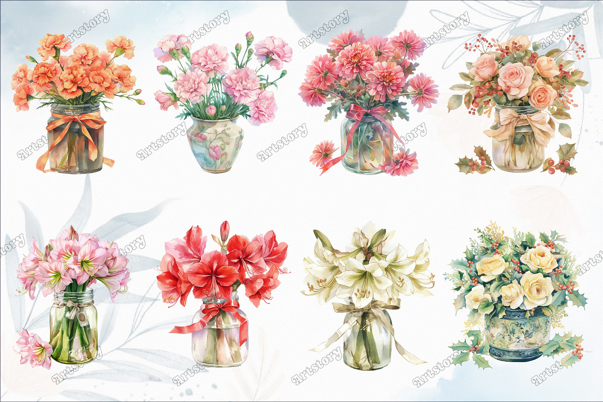 Christmas Flowers in Jar Clipart, an Illustration by designcity5 (Photo 2 of 5)