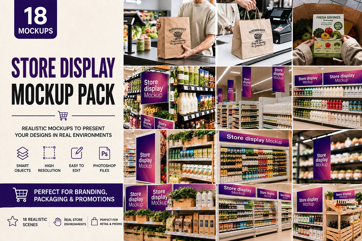 Store Display Mockup Pack, an Advertising Mockup by McLittle Stock (Photo 1 of 19)