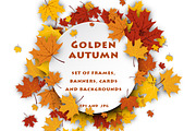 Golden autumn set with maple leaves, a Decorative Illustration by Vjom (Thumbnail 1 of 13)