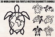 World Map Sea Turtle Bundle, an Illustration by Gaye Art (Thumbnail 1 of 31)