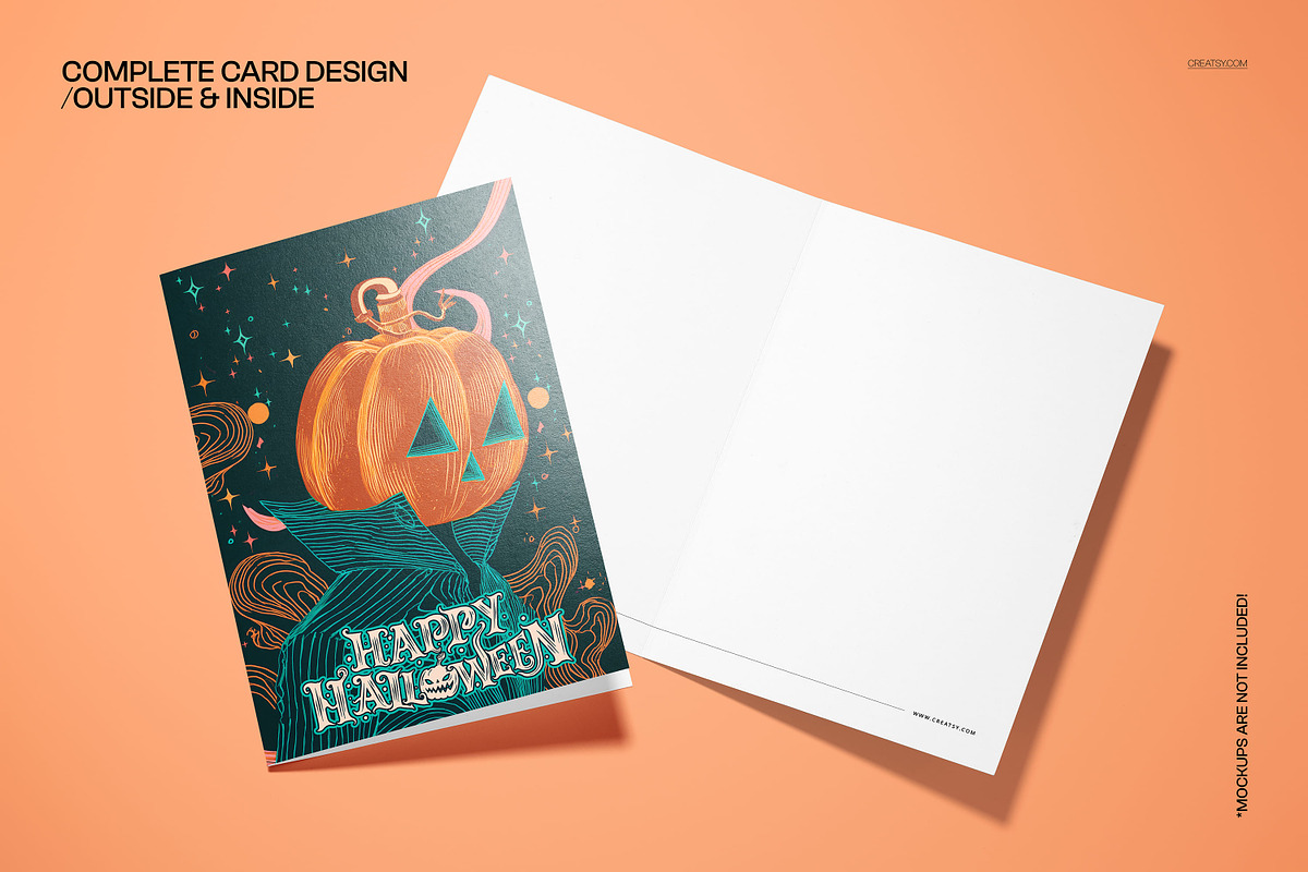 Halloween Pumpkin 5x7 Card Template, a Card Template by creatsy5 (Photo 3 of 5)