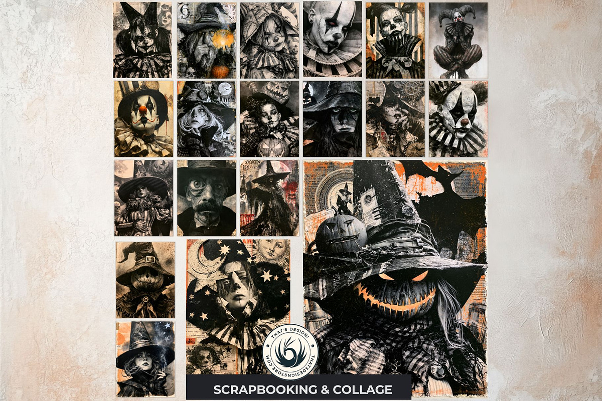 Vintage Dark Halloween Digital Paper, a Seasonal Illustration by ThatsDesignArt (Photo 11 of 16)