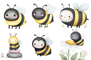 Watercolor spring bee clipart, an Illustration by Designworld (Thumbnail 5 of 5)