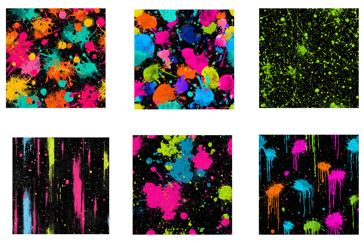 Neon Paint Splatter Digital Paper, a Pattern Graphic by CreationArt (Photo 5 of 5)