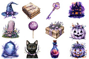 Watercolor Lavender Halloween, an Illustration by Designworld (Thumbnail 3 of 5)