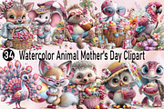 Watercolor Animal Mother's Day Clipa, an Illustration by SVGArt (Thumbnail 1 of 9)