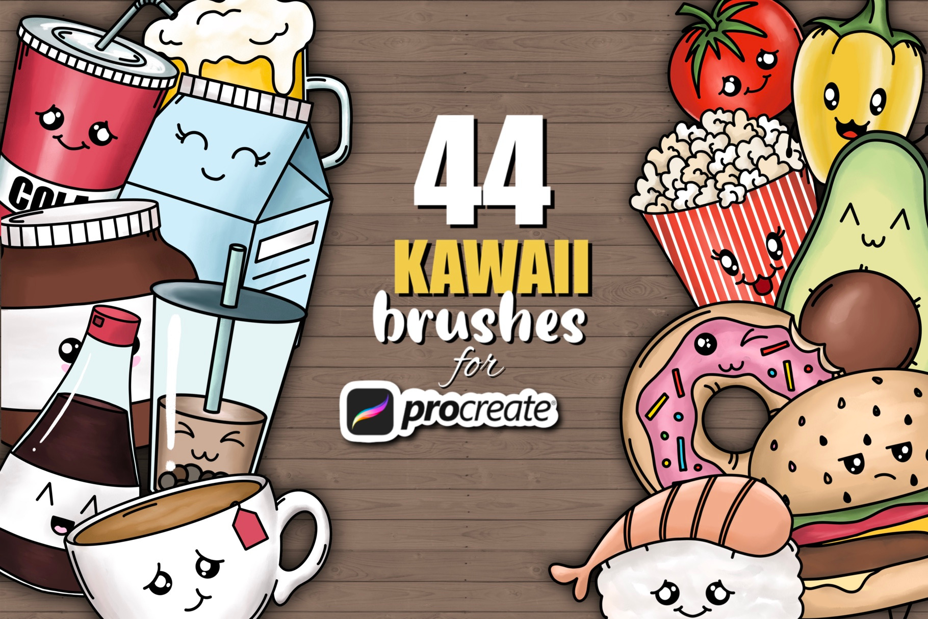 Kawaii brushes for Procreate, a Brush Add-On by PDknyStudio